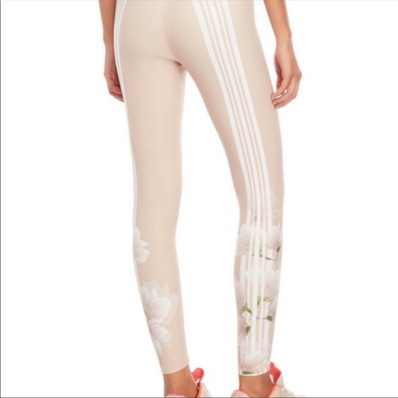 Peloton 🦄 Mauve Striped Floral Leggings - Picture 1 of 3